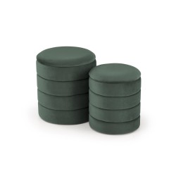 'PACHO Set of 2 Poufs, Dark Green'