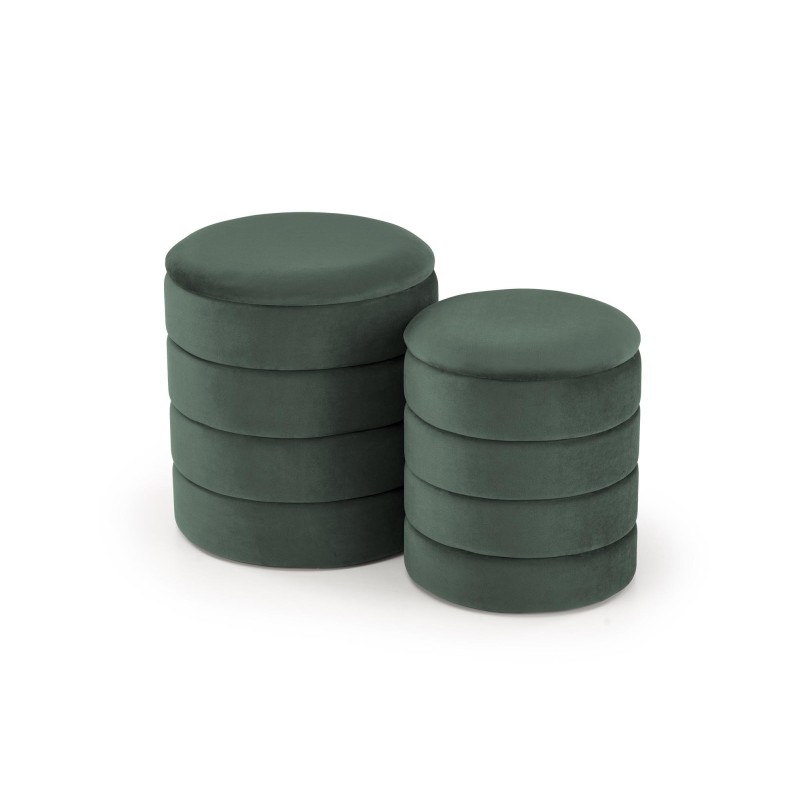 'PACHO Set of 2 Poufs, Dark Green'