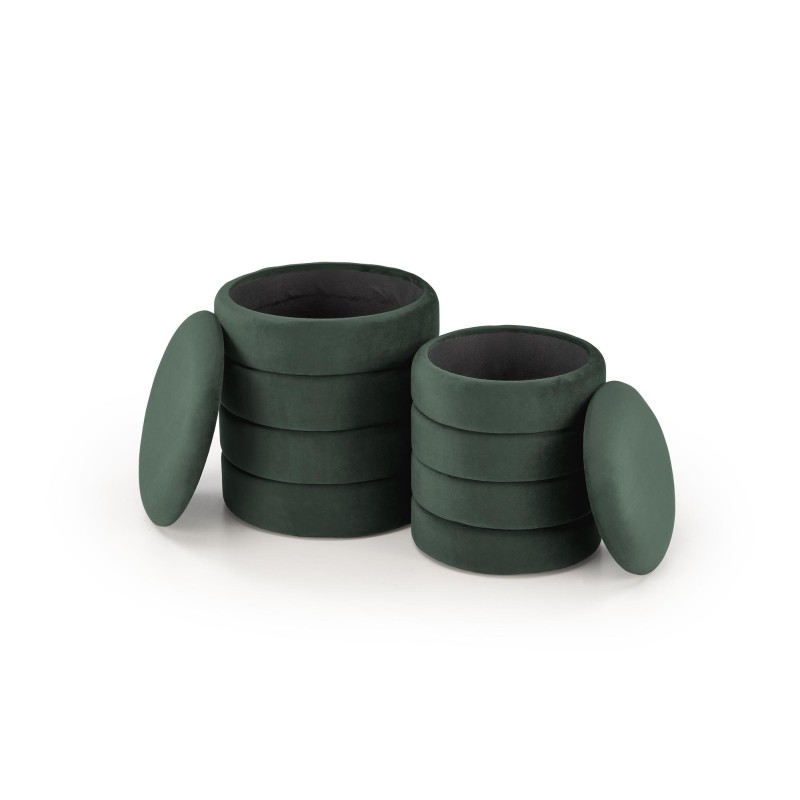 'PACHO Set of 2 Poufs, Dark Green' 'PACHO Set of 2 Poufs, Dark Green'