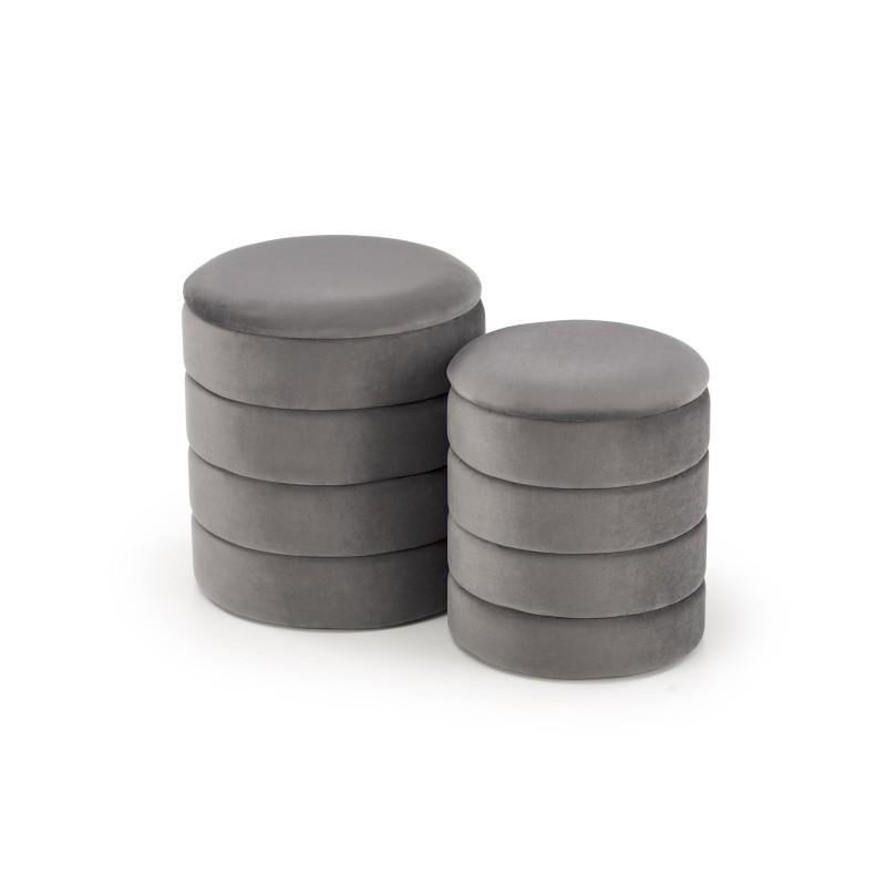 PACHO zestaw 2 puf, popielaty (1p 1set)