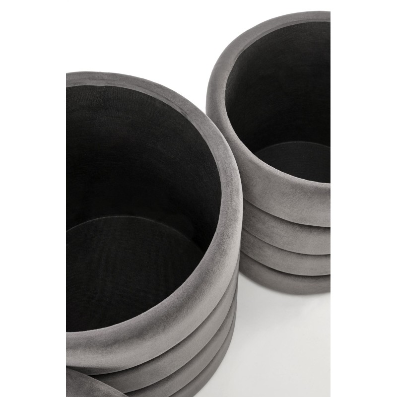 'PACHO Set of 2 Poufs, Ash Grey' 'PACHO Set of 2 Poufs, Ash Grey'