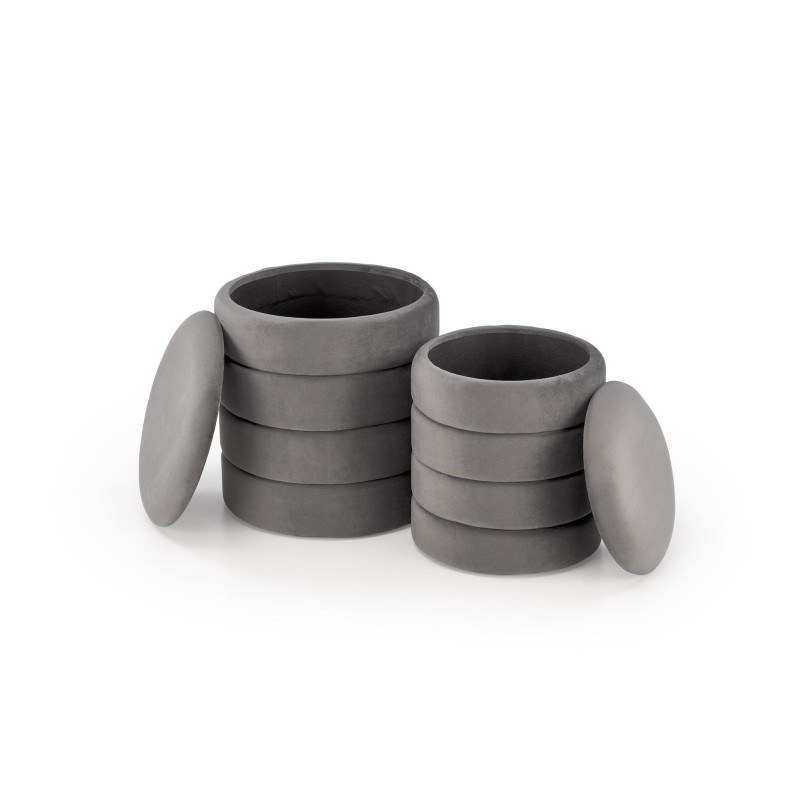 'PACHO Set of 2 Poufs, Ash Grey' 'PACHO Set of 2 Poufs, Ash Grey'