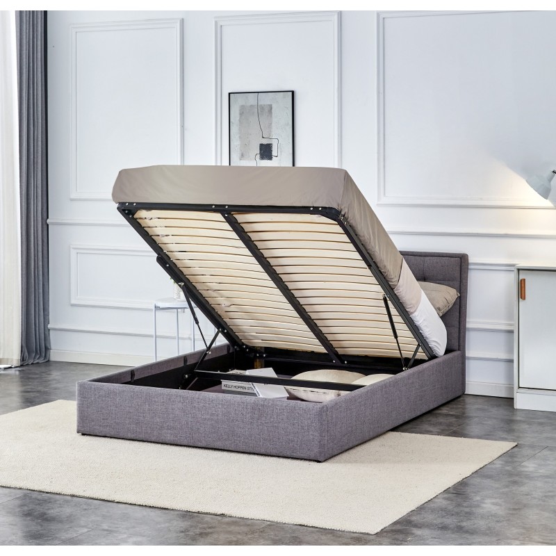 'PADVA 140cm Bed with Storage in Ash Grey' 'PADVA 140cm Bed with Storage in Ash Grey'