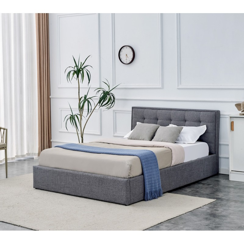 'PADVA 140cm Bed with Storage in Ash Grey' 'PADVA 140cm Bed with Storage in Ash Grey'
