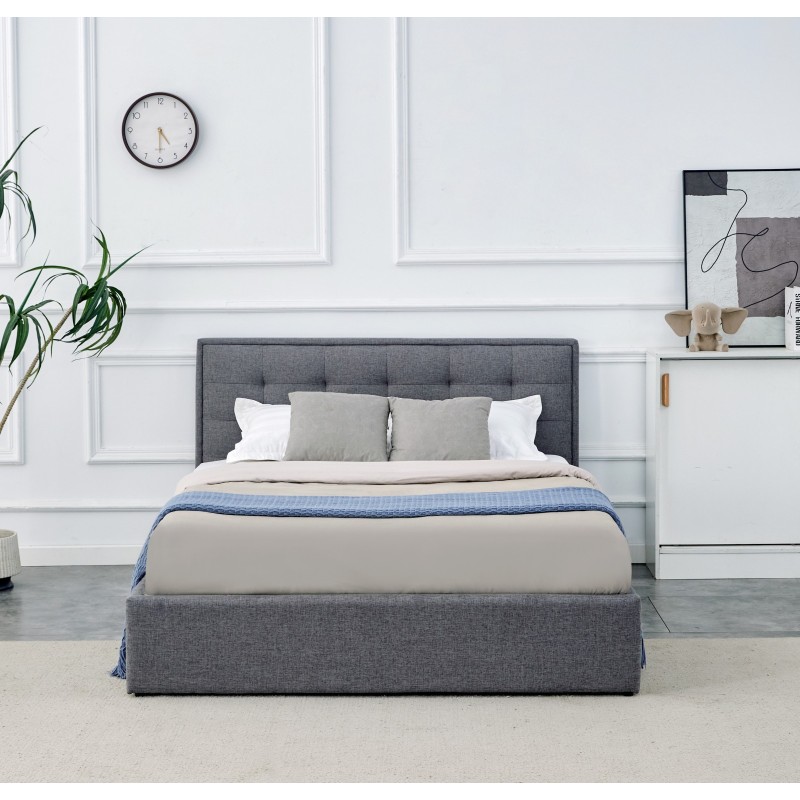 'PADVA 140cm Bed with Storage in Ash Grey' 'PADVA 140cm Bed with Storage in Ash Grey'