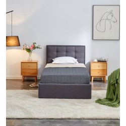 'PADVA 90cm Bed with Storage in Ash Grey' 'PADVA 90cm Bed with Storage in Ash Grey'