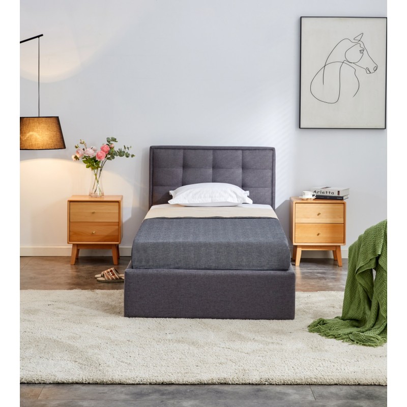 'PADVA 90cm Bed with Storage in Ash Grey' 'PADVA 90cm Bed with Storage in Ash Grey'