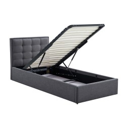 'PADVA 90cm Bed with Storage in Ash Grey' 'PADVA 90cm Bed with Storage in Ash Grey'