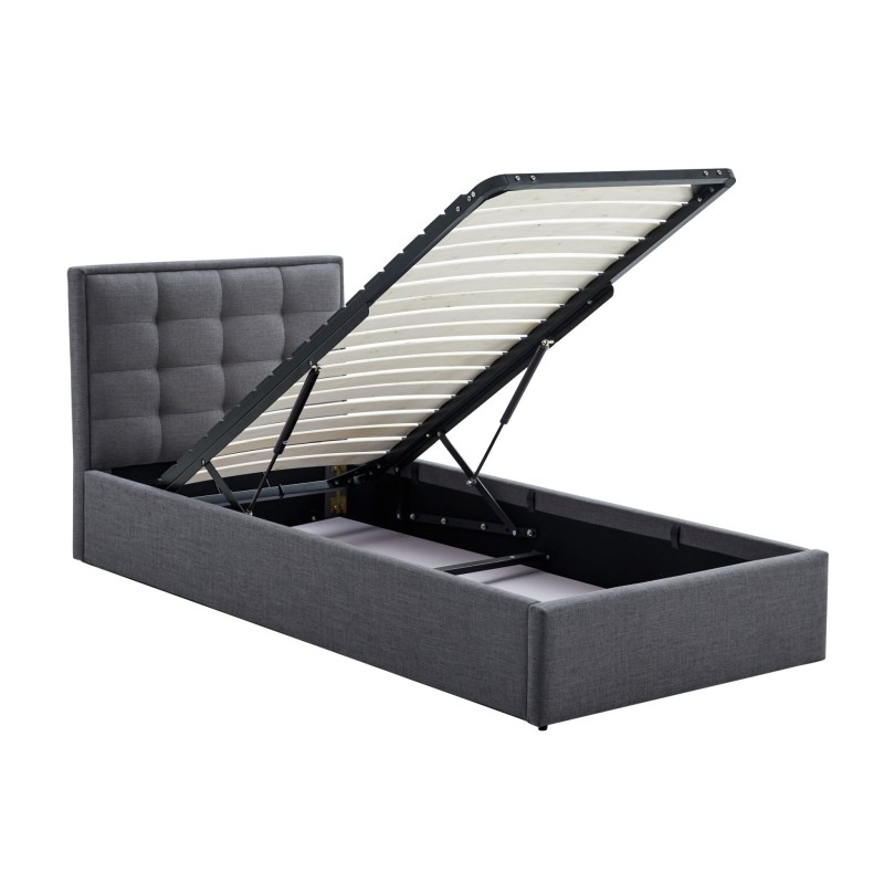 'PADVA 90cm Bed with Storage in Ash Grey' 'PADVA 90cm Bed with Storage in Ash Grey'