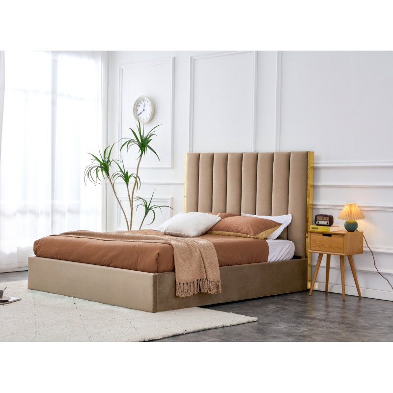 'PALAZZO Bed 160, Beige / Gold' 'PALAZZO Bed 160, Beige / Gold'