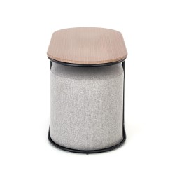 "PAMPA, coffee table with ottomans, tabletop: walnut, legs: black, ottoman: ash grey" "PAMPA, coffee table with ottomans, tabletop: walnut, legs: black, ottoman: ash grey"