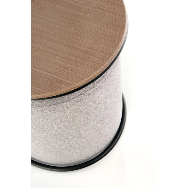 "PAMPA, coffee table with ottomans, tabletop: walnut, legs: black, ottoman: ash grey" "PAMPA, coffee table with ottomans, tabletop: walnut, legs: black, ottoman: ash grey"