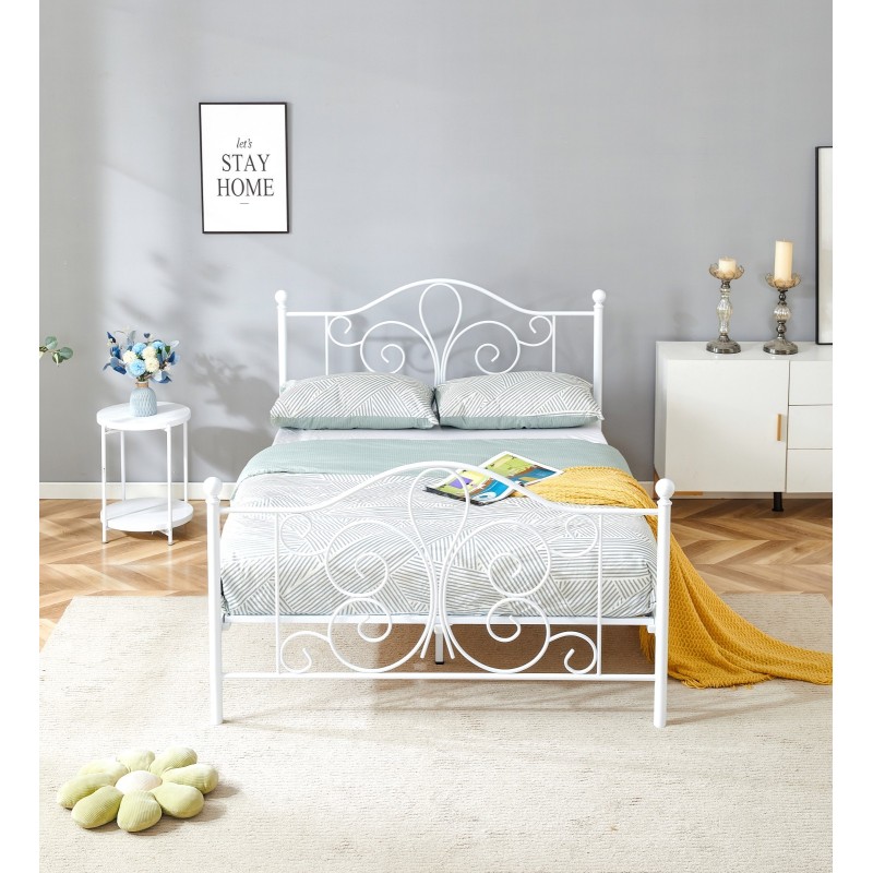 'PANAMA 140 cm White Metal Bed' 'PANAMA 140 cm White Metal Bed'