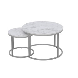 'PAOLA Set of 2 Benches, Marble / Silver' 'PAOLA Set of 2 Benches, Marble / Silver'