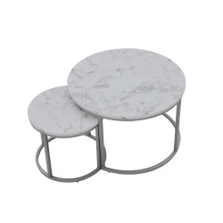 'PAOLA Set of 2 Benches, Marble / Silver' 'PAOLA Set of 2 Benches, Marble / Silver'