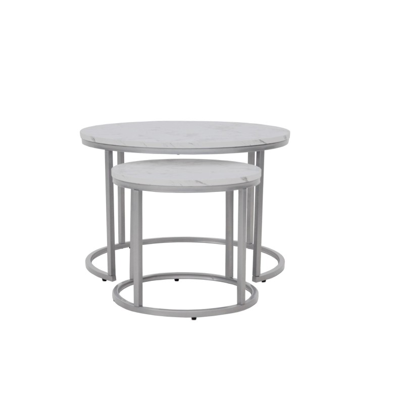 'PAOLA Set of 2 Benches, Marble / Silver' 'PAOLA Set of 2 Benches, Marble / Silver'