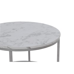 'PAOLA Set of 2 Benches, Marble / Silver' 'PAOLA Set of 2 Benches, Marble / Silver'