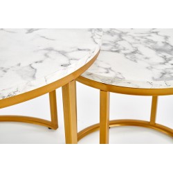 'PAOLA Set of 2 Benches, Marble / Gold' 'PAOLA Set of 2 Benches, Marble / Gold'