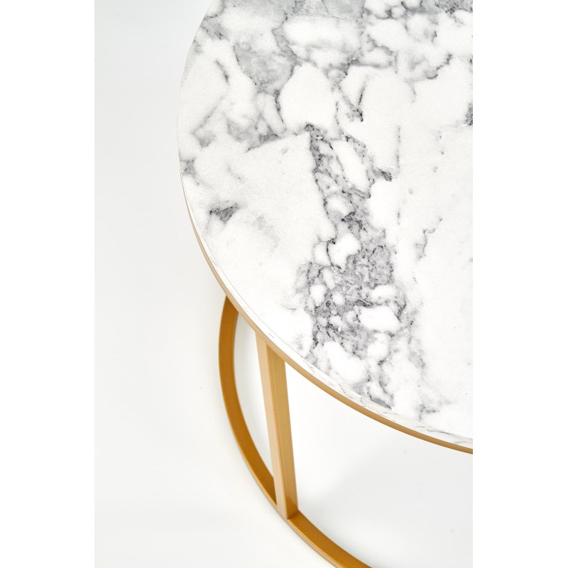'PAOLA Set of 2 Benches, Marble / Gold' 'PAOLA Set of 2 Benches, Marble / Gold'