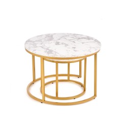 'PAOLA Set of 2 Benches, Marble / Gold' 'PAOLA Set of 2 Benches, Marble / Gold'