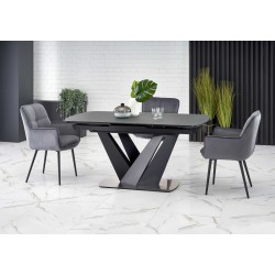'PATRIZIO Extendable Table Top - Dark Ash, Leg - Black'