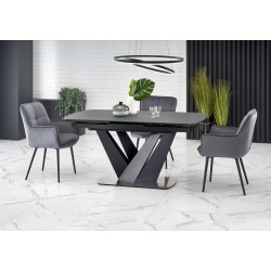 'PATRIZIO Extendable Table Top - Dark Ash, Leg - Black' 'PATRIZIO Extendable Table Top - Dark Ash, Leg - Black'