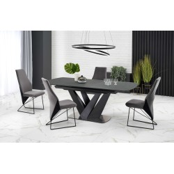 'PATRIZIO Extendable Table Top - Dark Ash, Leg - Black' 'PATRIZIO Extendable Table Top - Dark Ash, Leg - Black'