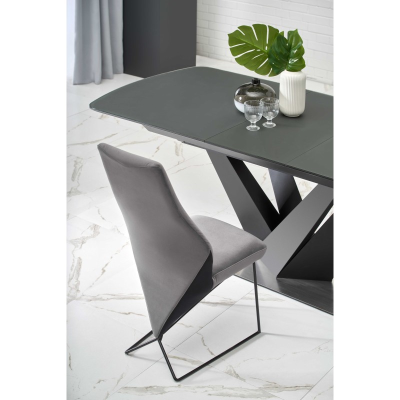 'PATRIZIO Extendable Table Top - Dark Ash, Leg - Black' 'PATRIZIO Extendable Table Top - Dark Ash, Leg - Black'