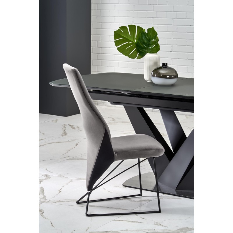 'PATRIZIO Extendable Table Top - Dark Ash, Leg - Black' 'PATRIZIO Extendable Table Top - Dark Ash, Leg - Black'