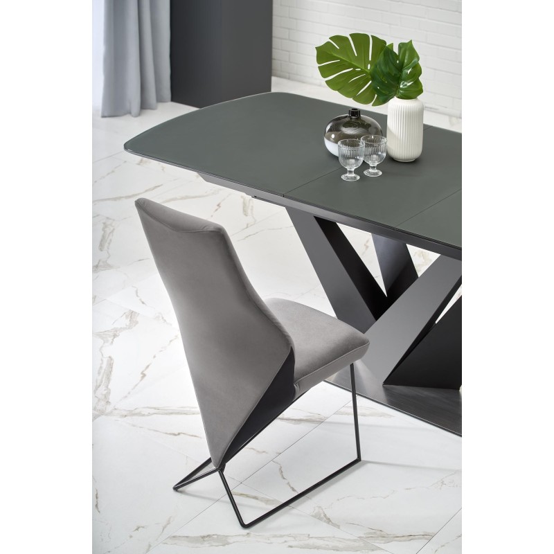 'PATRIZIO Extendable Table Top - Dark Ash, Leg - Black' 'PATRIZIO Extendable Table Top - Dark Ash, Leg - Black'
