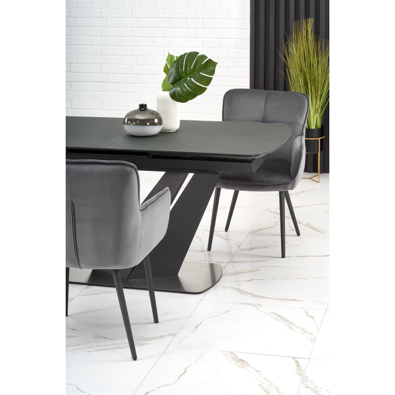 'PATRIZIO Extendable Table Top - Dark Ash, Leg - Black' 'PATRIZIO Extendable Table Top - Dark Ash, Leg - Black'