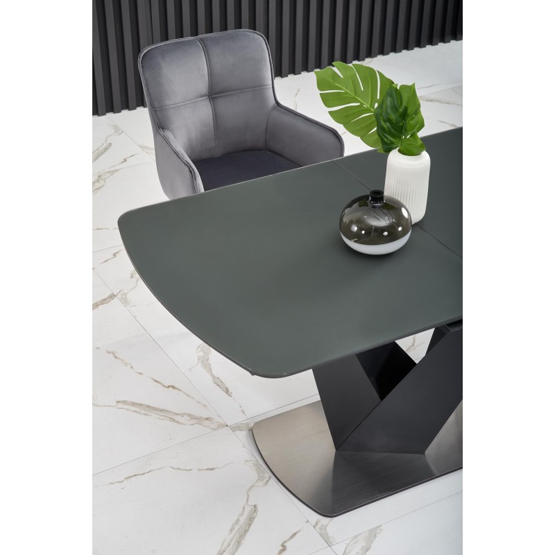 'PATRIZIO Extendable Table Top - Dark Ash, Leg - Black' 'PATRIZIO Extendable Table Top - Dark Ash, Leg - Black'