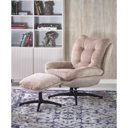 'PESTO Armchair with Footstool / Rocking Function, Beige'