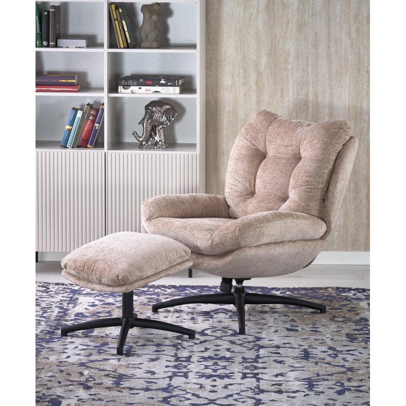 'PESTO Armchair with Footstool / Rocking Function, Beige' 'PESTO Armchair with Footstool / Rocking Function, Beige'