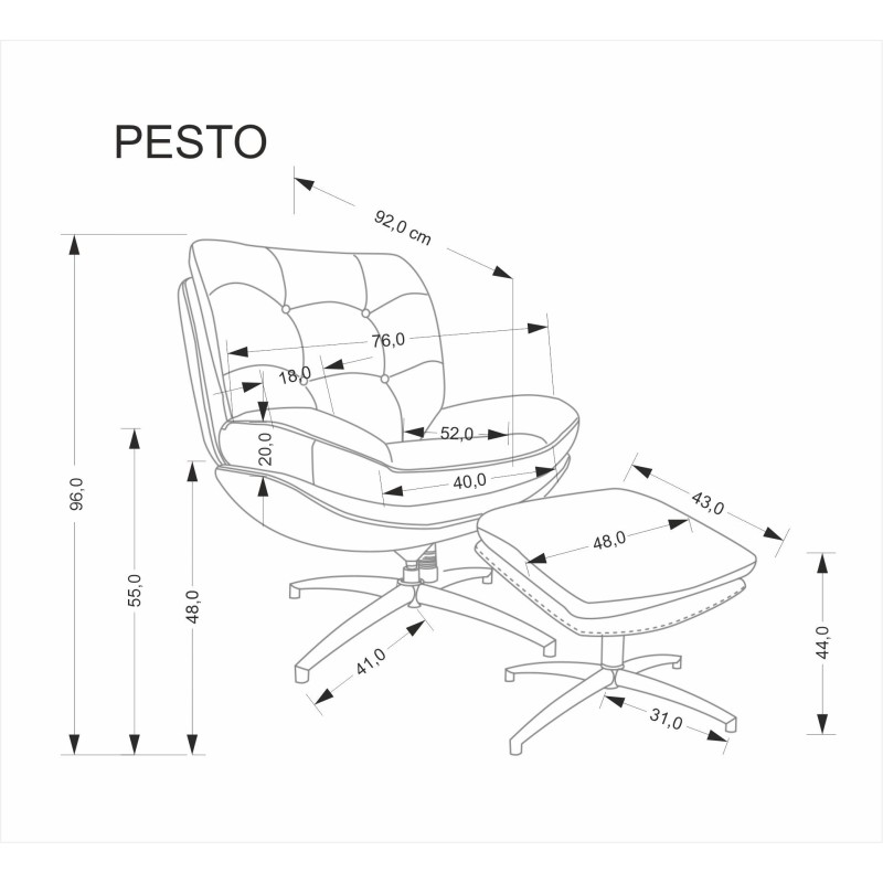 'PESTO Armchair with Footstool / Rocking Function, Beige' 'PESTO Armchair with Footstool / Rocking Function, Beige'