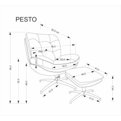 'PESTO Armchair with Footstool / Rocking Function, Ash Grey' 'PESTO Armchair with Footstool / Rocking Function, Ash Grey'