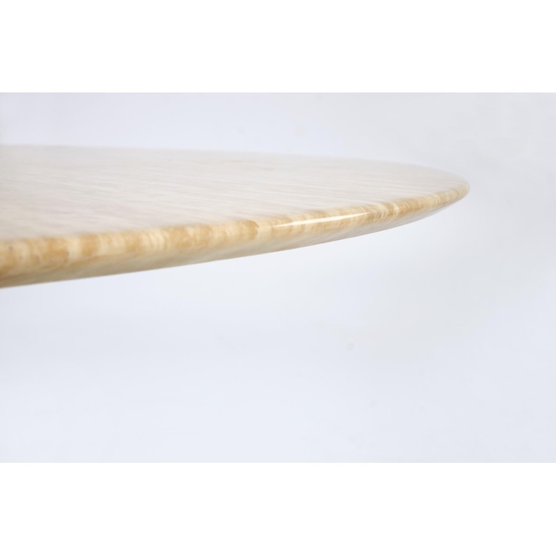 'PIREUS Round Travertine / Walnut Table' 'PIREUS Round Travertine / Walnut Table'