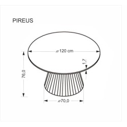 'PIREUS Round Travertine / Walnut Table' 'PIREUS Round Travertine / Walnut Table'
