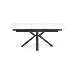 'PLATAN Extendable Table, White Marble / Black' 'PLATAN Extendable Table, White Marble / Black'