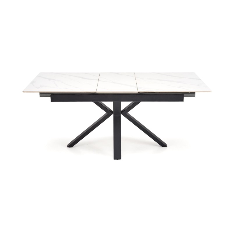 'PLATAN Extendable Table, White Marble / Black' 'PLATAN Extendable Table, White Marble / Black'