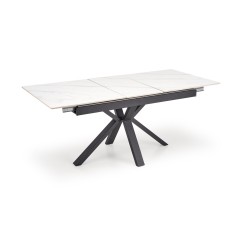 'PLATAN Extendable Table, White Marble / Black' 'PLATAN Extendable Table, White Marble / Black'