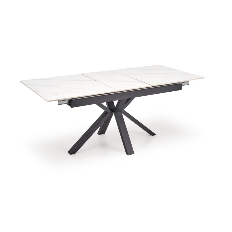 'PLATAN Extendable Table, White Marble / Black' 'PLATAN Extendable Table, White Marble / Black'