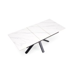 'PLATAN Extendable Table, White Marble / Black' 'PLATAN Extendable Table, White Marble / Black'
