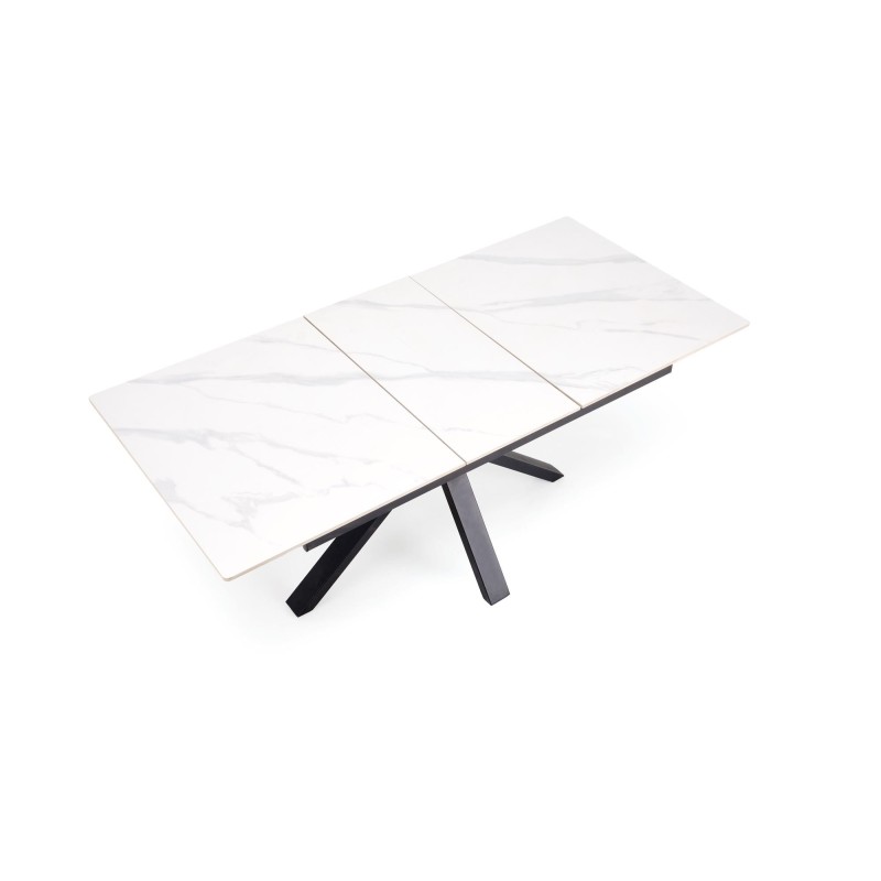 'PLATAN Extendable Table, White Marble / Black' 'PLATAN Extendable Table, White Marble / Black'