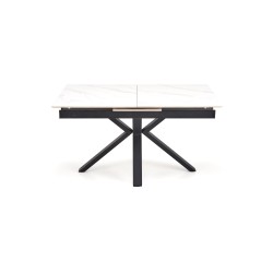 'PLATAN Extendable Table, White Marble / Black' 'PLATAN Extendable Table, White Marble / Black'