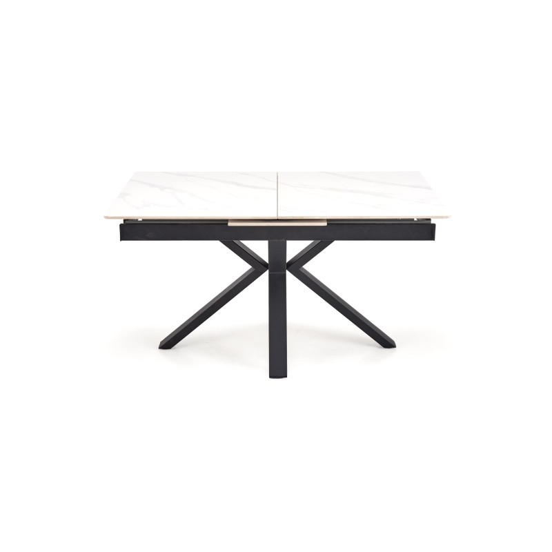 'PLATAN Extendable Table, White Marble / Black' 'PLATAN Extendable Table, White Marble / Black'