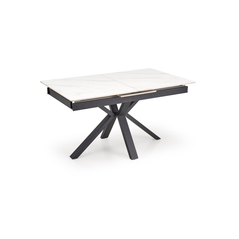 'PLATAN Extendable Table, White Marble / Black' 'PLATAN Extendable Table, White Marble / Black'