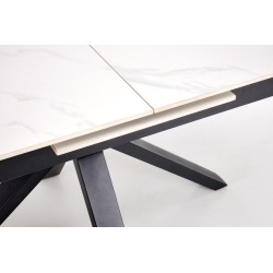 'PLATAN Extendable Table, White Marble / Black' 'PLATAN Extendable Table, White Marble / Black'