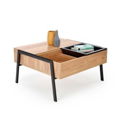 'PODIUM Coffee Table Top: Natural, Legs: Black'