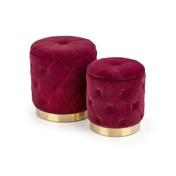 'POLLY Set of 2 Poufs, Burgundy'